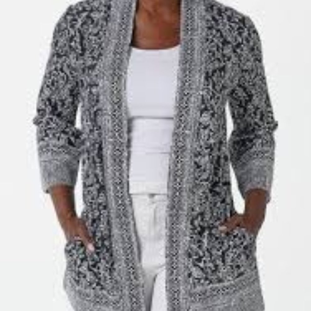 Issac Mizrahi Open Front Knit Cardigan 4x